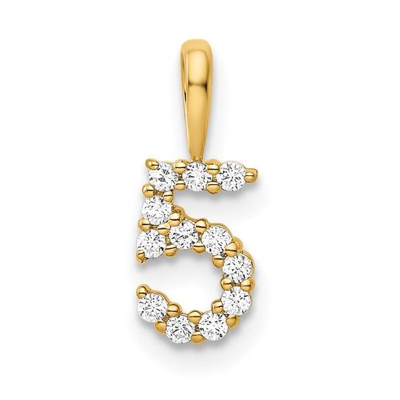 Kazi Luxury 14k Yellow Gold Diamond Number 5 Pendant